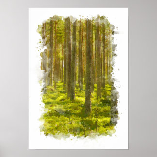 Forest Nature Landscape - Watercolor Poster