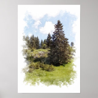 Forest Nature Landscape - Watercolor Poster