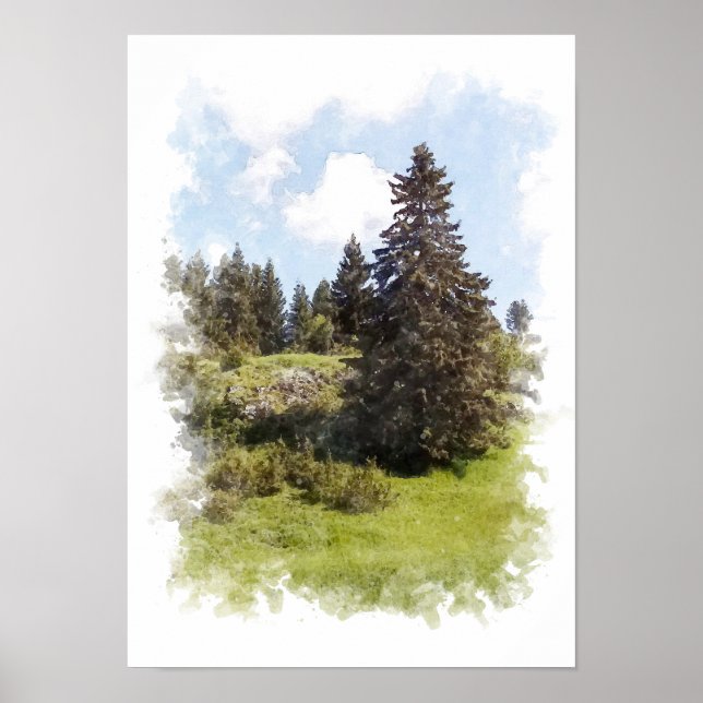 Forest Nature Landscape - Watercolor Poster (Front)