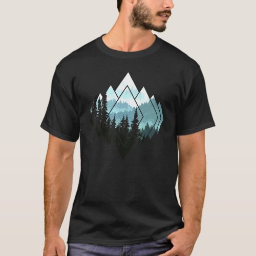 Forest Nature Mountains Trekking Hiking Camping Ou T_Shirt