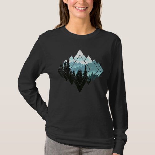 Forest Nature Mountains Trekking Hiking Camping Ou T_Shirt