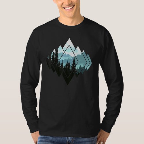 Forest Nature Mountains Trekking Hiking Camping Ou T_Shirt