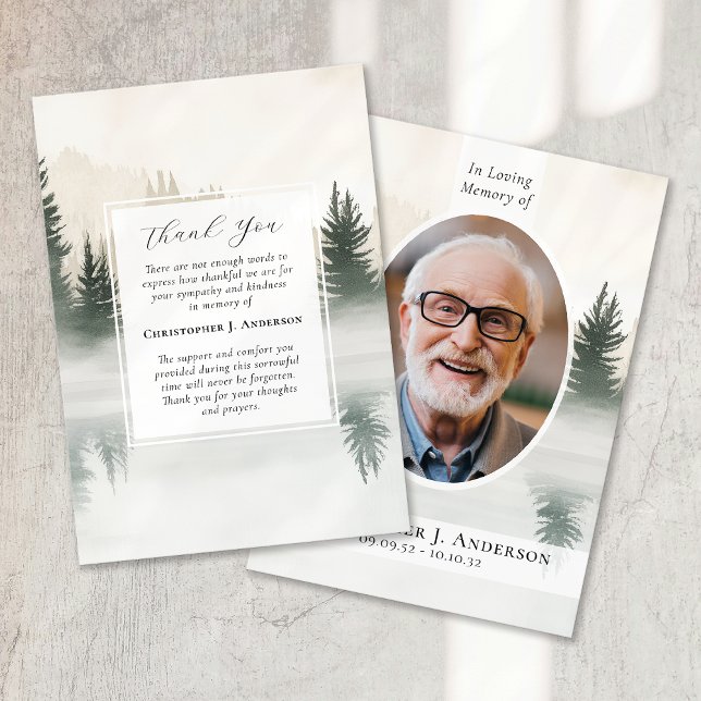 Forest Nature Photo Sympathy Funeral Memorial Thank You Card (Creator Uploaded)