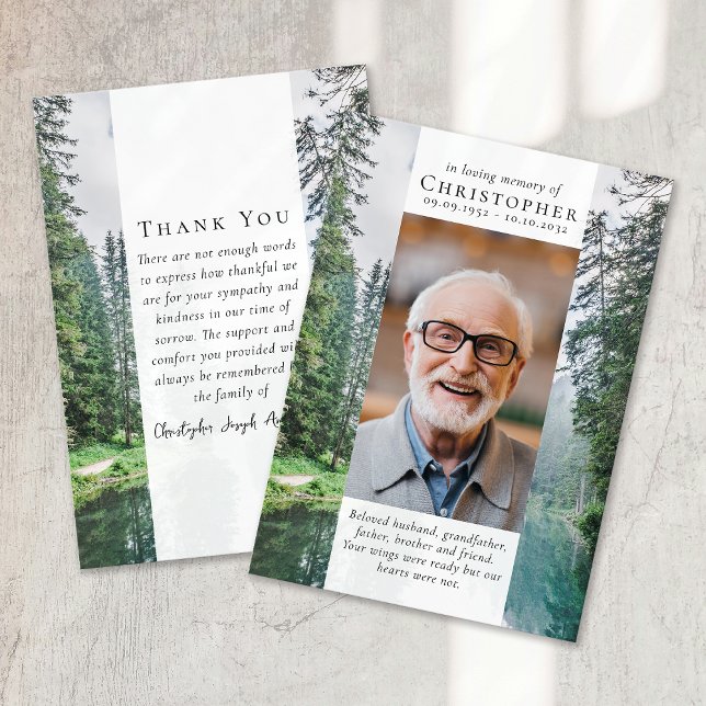 Forest Nature Photo Sympathy Funeral Memorial Thank You Card (Creator Uploaded)