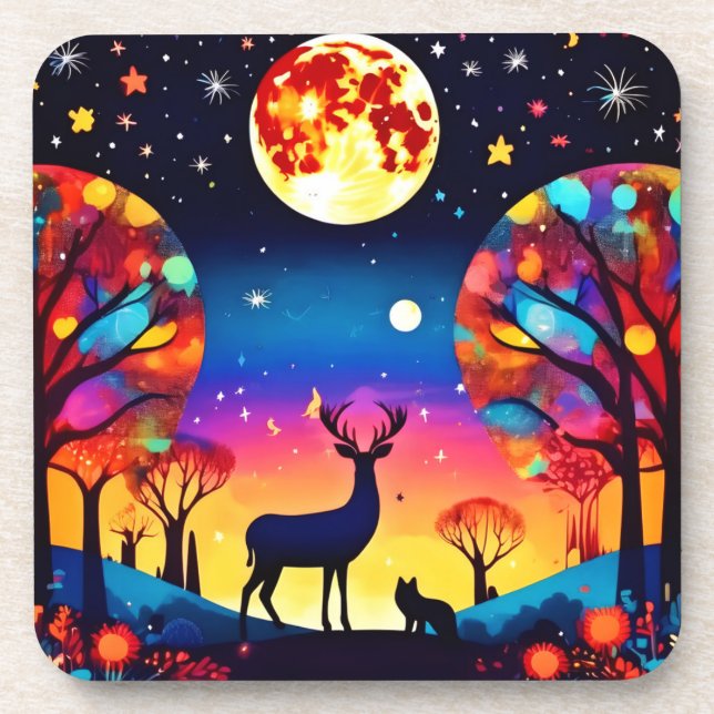 Forest Night Glow Beverage Coaster (Front)