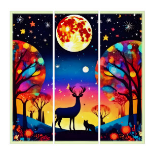 Forest Night Glow Triptych
