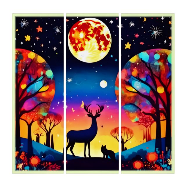 Forest Night Glow Triptych (Front)