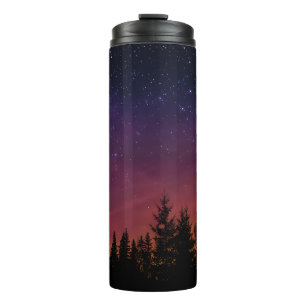 Forest Night Sky Nature with Starry Woodland Scene Thermal Tumbler