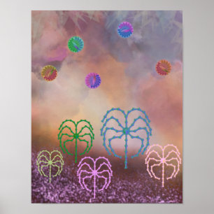 Forest of color and clouds poster