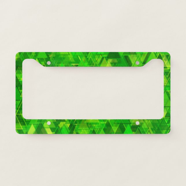 "Forest" of Green Triangle Shapes Pattern License Plate Frame (Front)