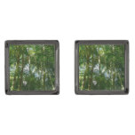 Forest of Palm Trees Tropical Nature Gunmetal Finish Cufflinks