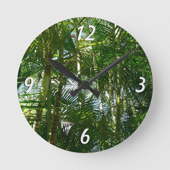 Forest of Palm Trees Tropical Nature Round Clock (Front)