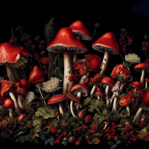 Forest of Red Mushroom Decoupage Paper