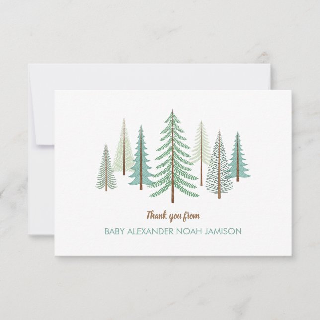 Forest of Trees Personalized Stationery Thank You Card (Front)