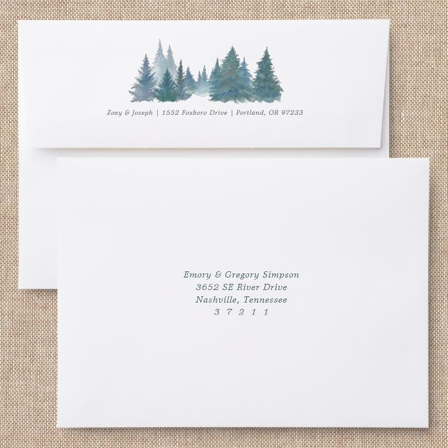 Forest of Trees Wedding Back Addressed Envelopes (Linen)