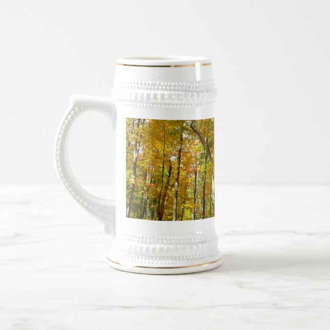 Forest of Yellow Leaves Autumn Landscape Beer Stein (Left)