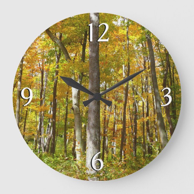 Forest of Yellow Leaves Autumn Landscape Large Clock (Front)