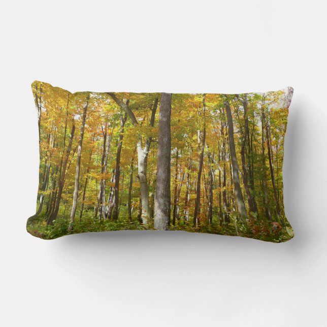 Forest of Yellow Leaves Autumn Landscape Lumbar Pillow (Front)