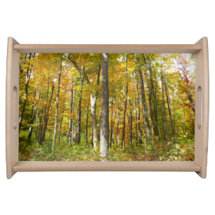 Forest of Yellow Leaves Autumn Landscape Serving Tray