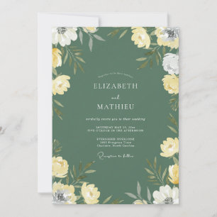 Forest Olive Wildflower Wedding Invitation