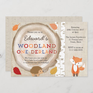 Forest ONEderland Woodland Creatures 1st birthday Invitation