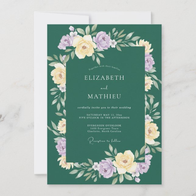 Forest Orchid Foliage Wedding Invitation (Front)