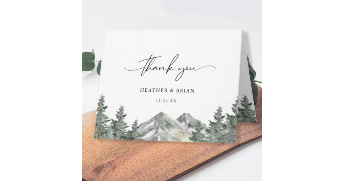 Forest Outdoor Mountain Theme Wedding Thank You Card | Zazzle
