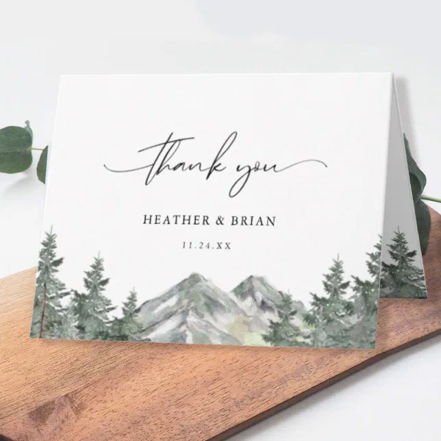 Forest Outdoor Mountain Theme Wedding Thank You Card | Zazzle