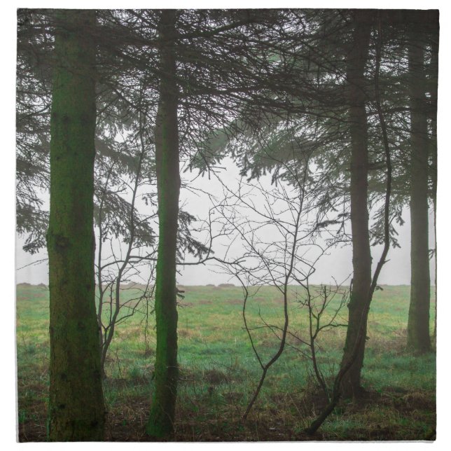 Forest overlooking clearing in the fog napkin (Front)