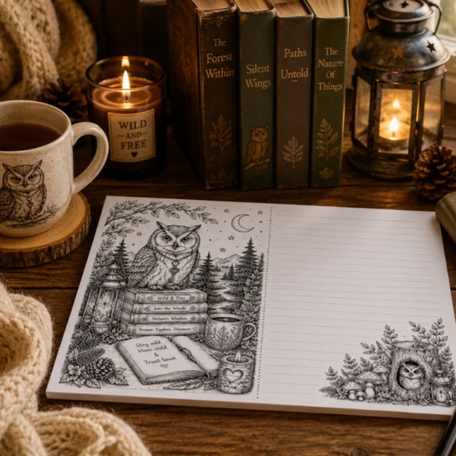 Forest Owl Coloring Writing Paper Pad (Creator Uploaded)