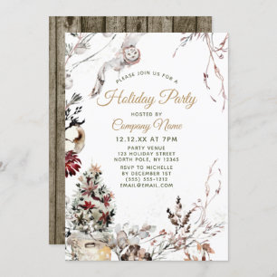 Forest Owl Corporate Holiday Christmas Party Invitation