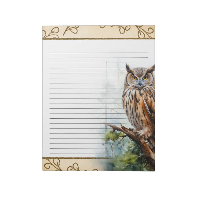 Forest Owl Woodland Animals Nature Themed Notepad (Rotated)