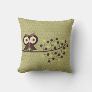 Forest Owl Woodland Hoot Night Couch Throw Pillow