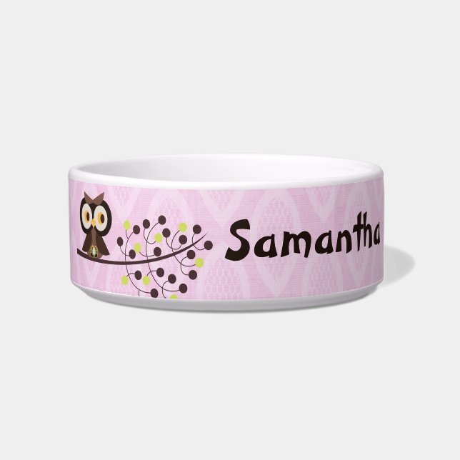 Forest Owl Woodland Hoot Night Pet Food Bowl (Front)