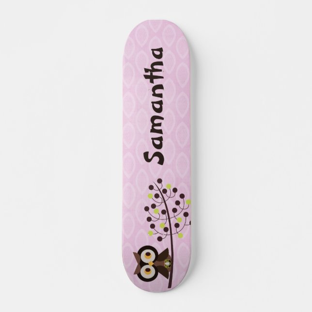 Forest Owl Woodland Hoot Old School Skateboard Deck (Front)