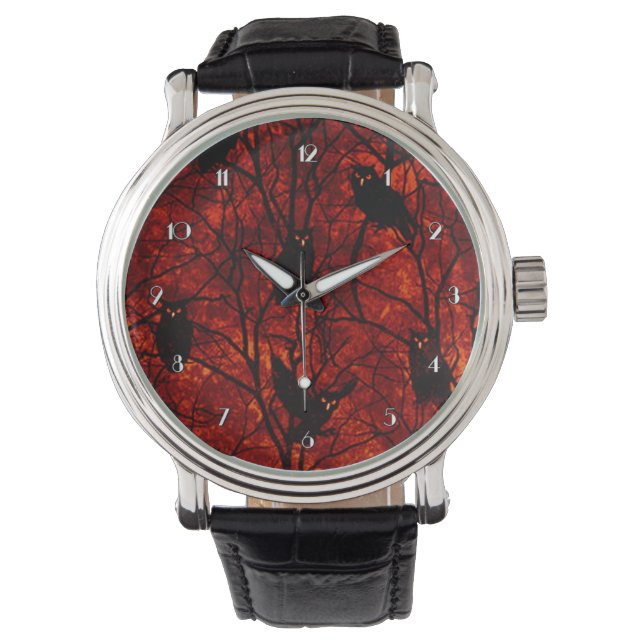 Forest Owls Sunset Gathering Wrist Watch (Front)