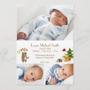 Forest Pals Photo Birth Announcement