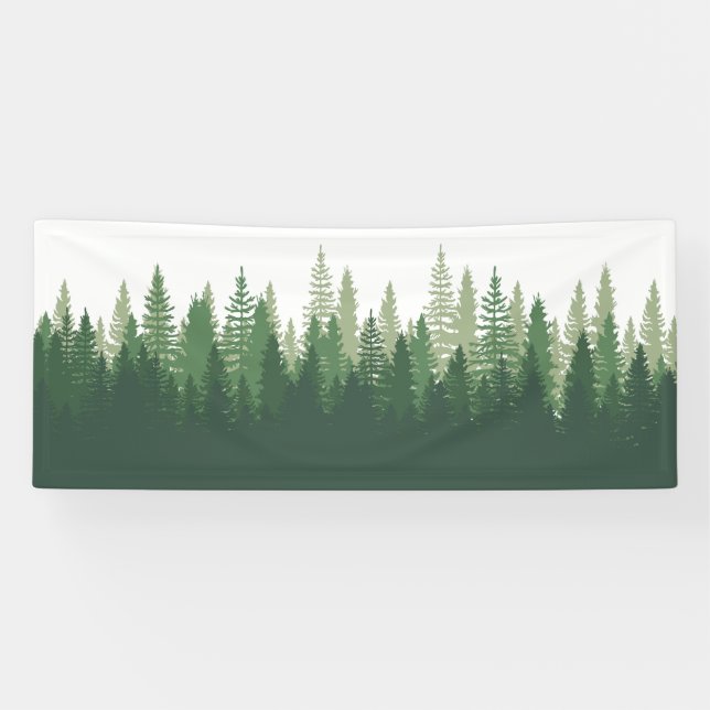 Forest panorama view pines spruce nature landscape banner (Horizontal)