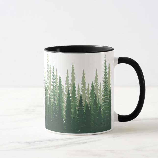 Forest panorama view pines spruce nature landscape mug (Right)