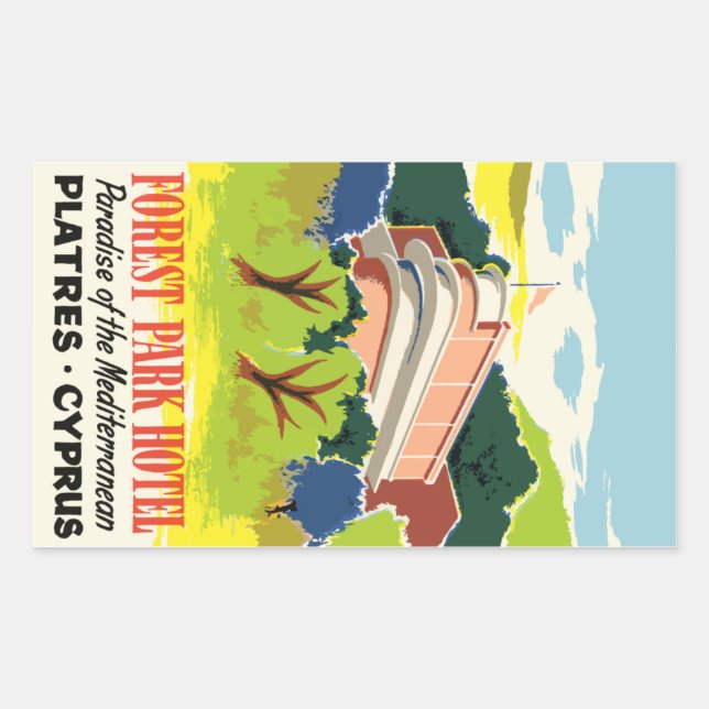 Forest Park Hotel (Platres Cyprus) Vector format Rectangular Sticker (Front)