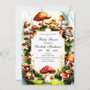 Forest Pastel Mushroom Baby Shower Invitation