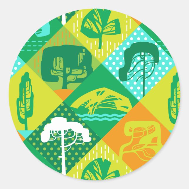 Forest patchwork classic round sticker (Front)