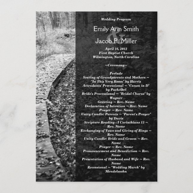 Forest Path Wedding Program (Front)