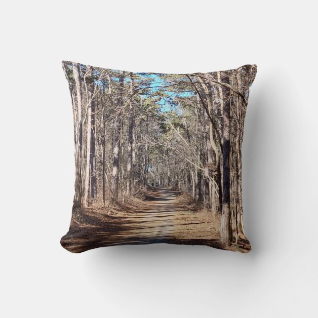 Forest Pathway Nature Photography Throw Pillow (Front)
