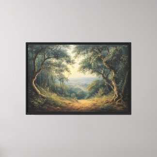 Forest Pathway to Misty Valley Canvas Print