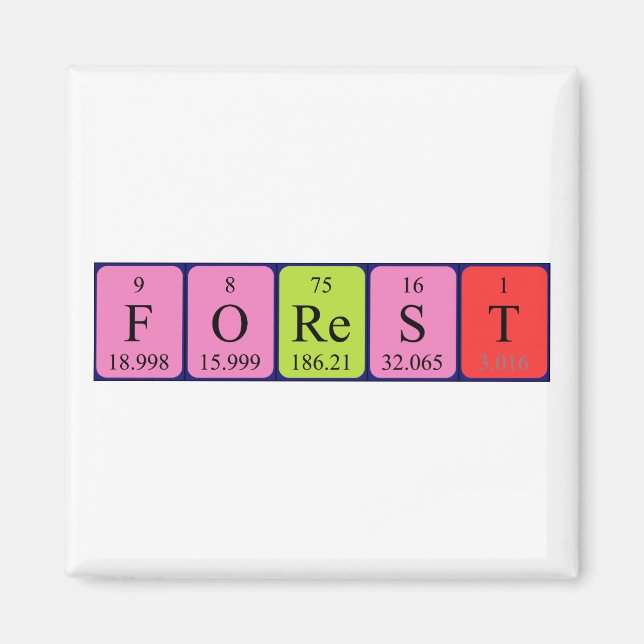 Forest periodic table name magnet (Front)
