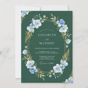 Forest Periwinkle Foliage Eucalyptus Wedding Invitation