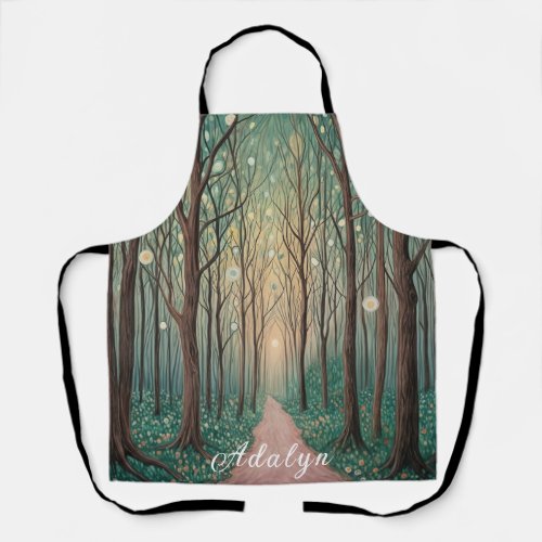 Forest Phantoms Floating Lights in the Night Wood Apron