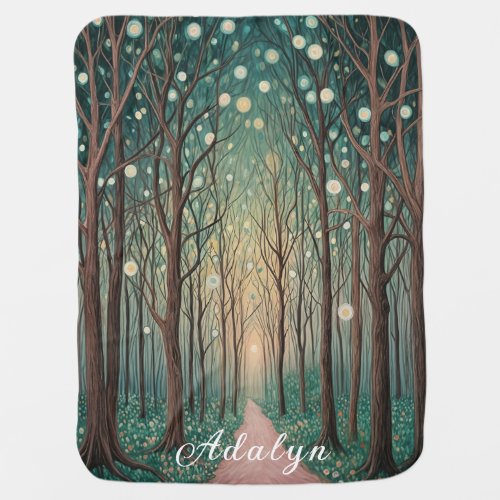 Forest Phantoms Floating Lights in the Night Wood Baby Blanket