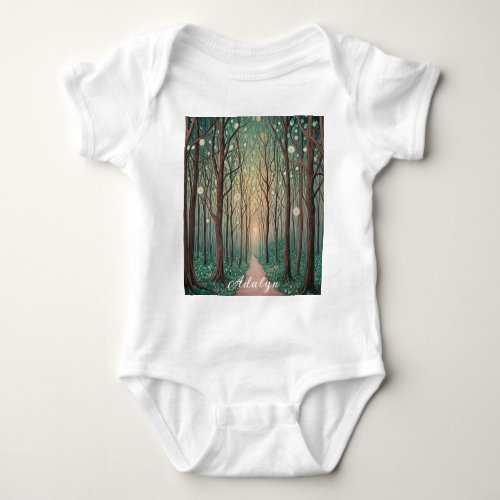 Forest Phantoms Floating Lights in the Night Wood Baby Bodysuit